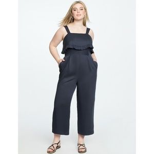 Eloquii Black Jumpsuit Wide Leg Sleeveless Ruffle